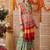 Mustard printed silk cotton ethnic saree with blouse piece