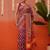 Orange printed silk blend ethnic saree with blouse piece