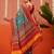 Blue printed silk blend ethnic saree with blouse piece