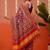 Orange printed silk blend ethnic saree with blouse piece