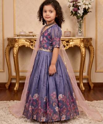multi taby silk organza gown set with digital print work - designer party wear 4