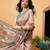Peach printed cotton blend ethnic saree with blouse piece
