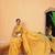 Yellow printed cotton blend ethnic saree with blouse piece