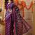 Purple printed cotton blend ethnic saree with blouse piece