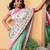 Green printed cotton blend ethnic saree with blouse piece