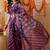 Purple printed cotton blend ethnic saree with blouse piece