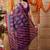 Purple printed cotton blend ethnic saree with blouse piece