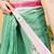 Green printed cotton blend ethnic saree with blouse piece