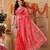 Pink printed cotton blend ethnic saree with blouse piece