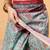 Teal printed cotton blend ethnic saree with blouse piece
