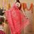 Pink printed cotton blend ethnic saree with blouse piece