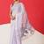 Lavender embroidered cotton blend traditional saree with blouse piece