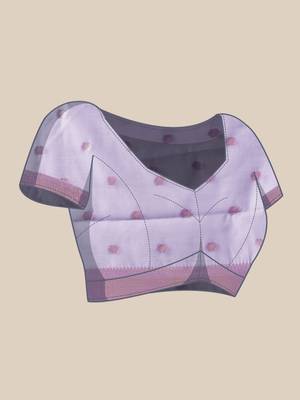 Lavender embroidered cotton blend traditional saree with blouse piece 4