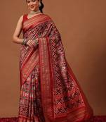 Red woven art silk traditional saree with blouse piece