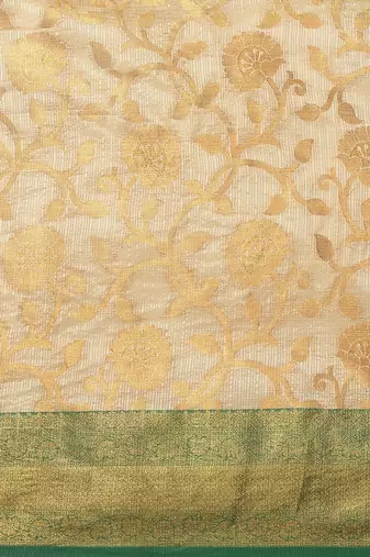 Green woven tissue party wear saree with blouse piece