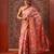 Peach printed art silk ethnic saree with blouse piece