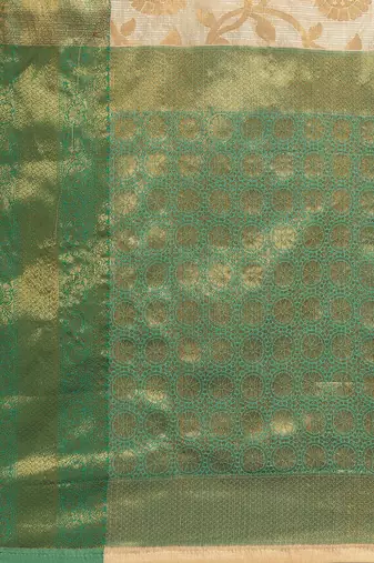 Green woven tissue party wear saree with blouse piece