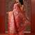 Peach printed art silk ethnic saree with blouse piece