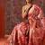 Peach printed art silk ethnic saree with blouse piece