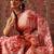 Peach printed art silk ethnic saree with blouse piece
