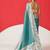 Teal woven silk blend ethnic saree with blouse piece