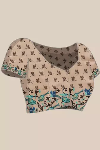 Teal woven silk blend ethnic saree with blouse piece