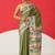 Olive woven silk blend ethnic saree with blouse piece