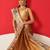 Golden woven silk blend ethnic saree with blouse piece