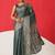 Teal woven silk blend ethnic saree with blouse piece