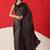 Black woven silk blend ethnic saree with blouse piece