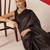 Black woven silk blend ethnic saree with blouse piece