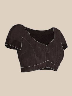 Black woven silk blend ethnic saree with blouse piece 4