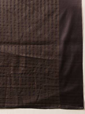 Black woven silk blend ethnic saree with blouse piece 5