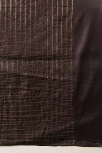 Black woven silk blend ethnic saree with blouse piece