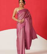 Purple woven silk blend ethnic saree with blouse piece