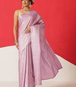 Lavender woven silk blend ethnic saree with blouse piece