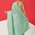 Sea green woven silk blend ethnic saree with blouse piece