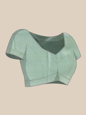 Sea green woven silk blend ethnic saree with blouse piece 4