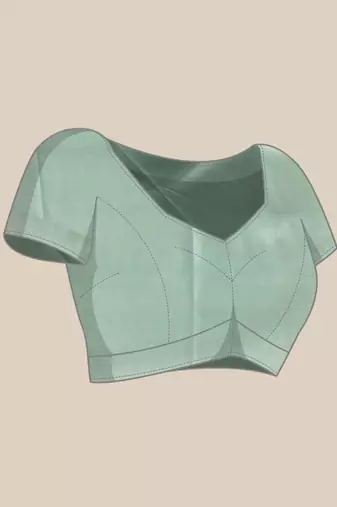 Sea green woven silk blend ethnic saree with blouse piece