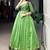 Stunning Green Printed Chanderi Event Wear Gown With Koti