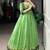Stunning Green Printed Chanderi Event Wear Gown With Koti