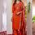 Womens orange embroidered kurta pant set