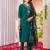 Womens rama green embroidered kurta pant set