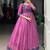 Glowing Pink Checks Printed Chanderi Traditional Gown With Koti