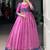 Glowing Pink Checks Printed Chanderi Traditional Gown With Koti
