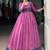 Glowing Pink Checks Printed Chanderi Traditional Gown With Koti