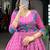 Glowing Pink Checks Printed Chanderi Traditional Gown With Koti