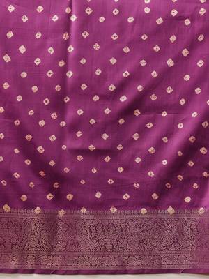 Purple woven art silk traditional saree with blouse piece 5