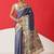 Blue printed silk blend ethnic saree with blouse piece