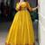Rich Mustard Yellow Zari Weaving Chanderi Haldi Wear Gown With Koti